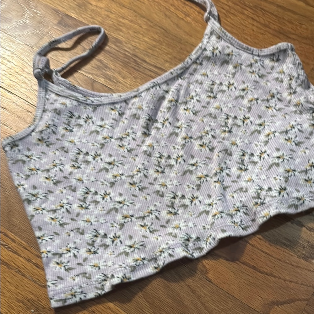 Hollister Gray Camisole Crop Top with Spaghetti Straps